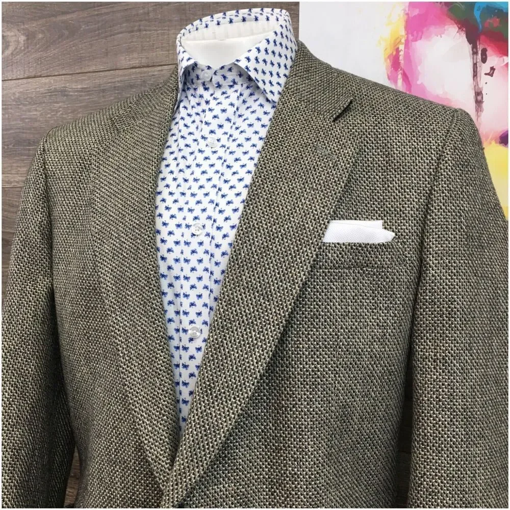 VINTAGE‎ STAFFORD Mens Blazer Sport Coat Casual Jacket Size 46R Knit Wool Suit